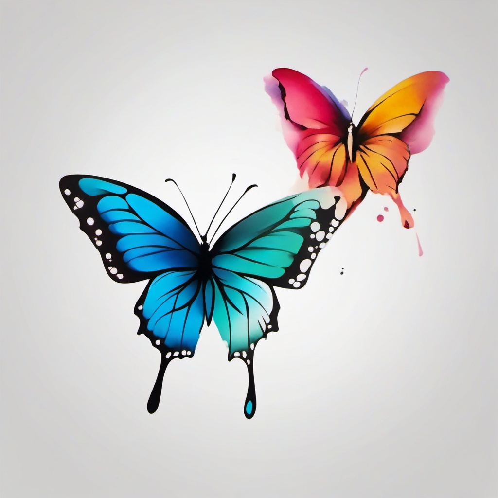 butterfly tattoo for daughter  simple color tattoo, minimal, white background