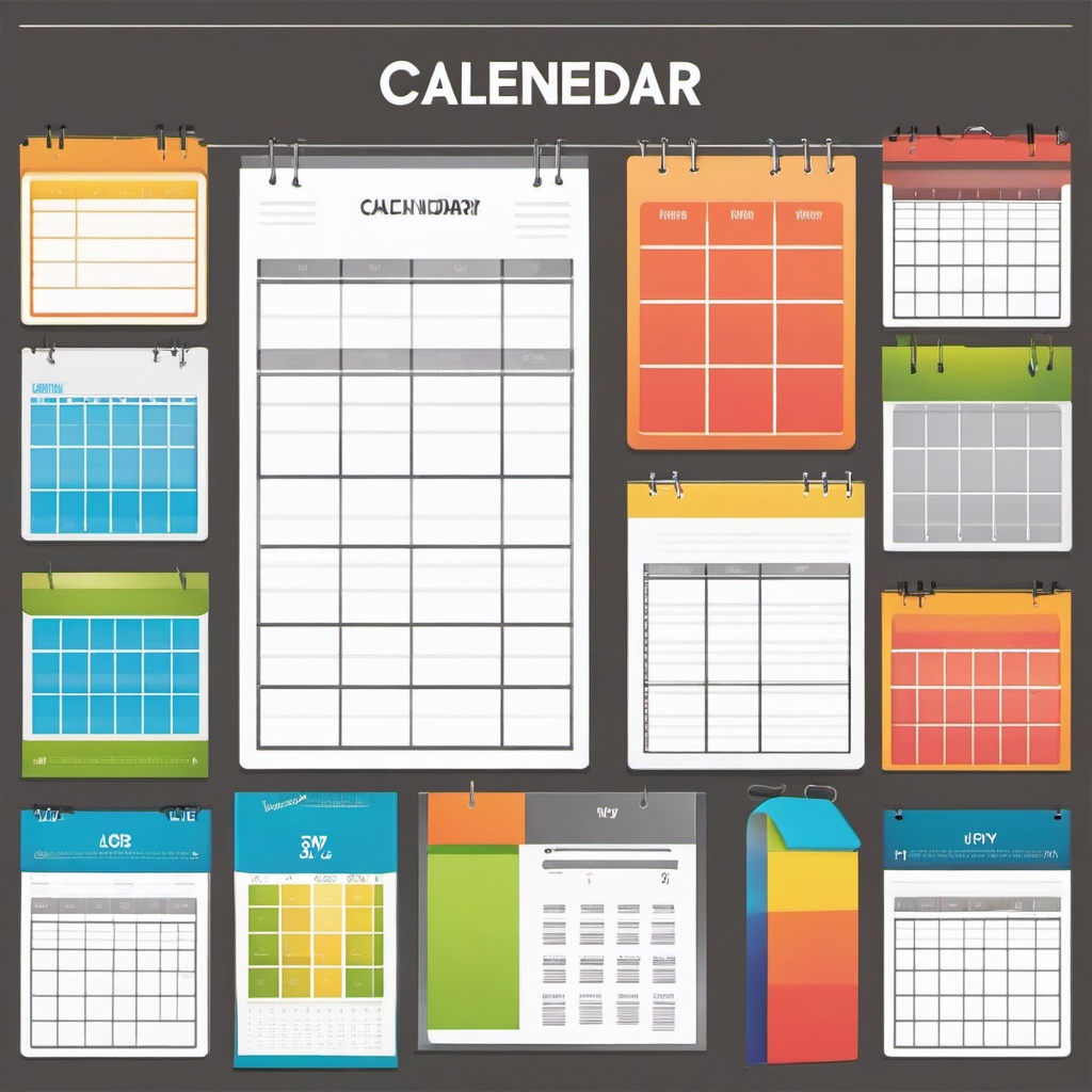 Calendar clipart - blank calendar ready to be filled  color,minimalist,vector clipart