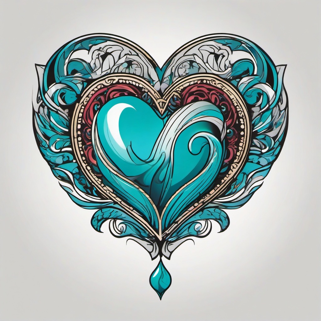 aquarius heart tattoo  simple vector color tattoo