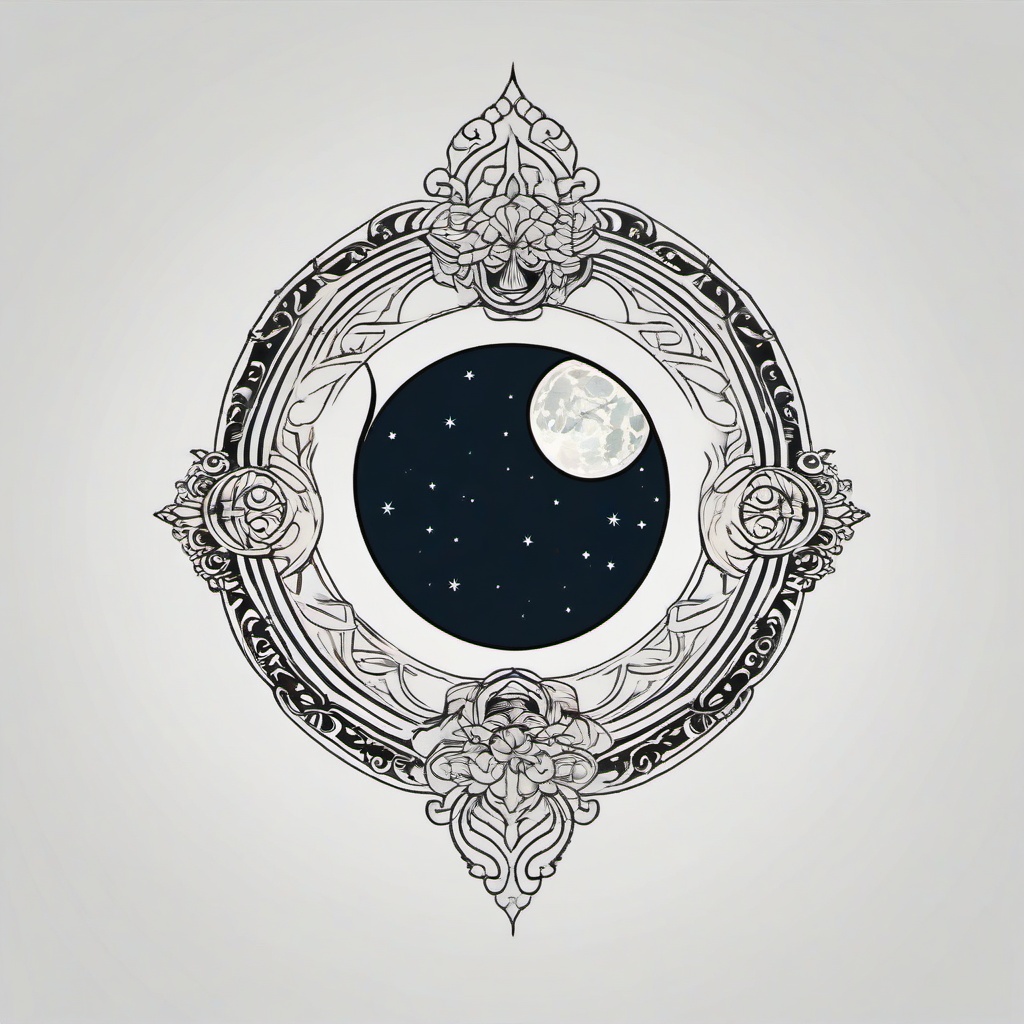 moon gemini tattoo  simple vector color tattoo