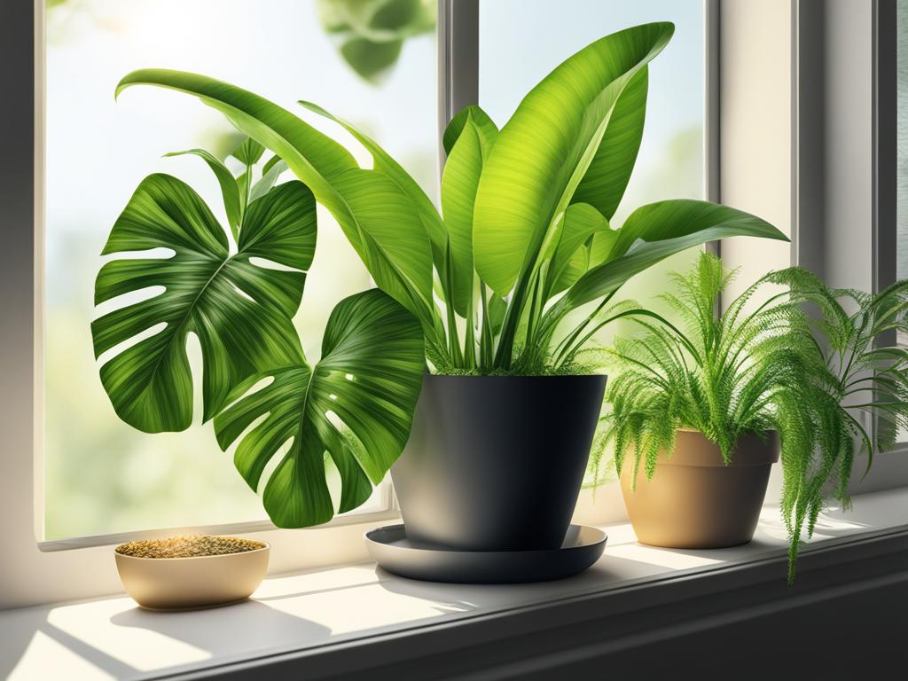 houseplant clipart - thriving in a sunny window. 