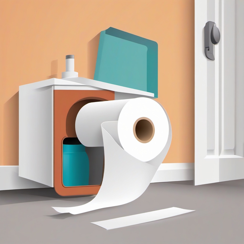 Toilet clipart - toilet paper roll running out  color,minimalist,vector clipart