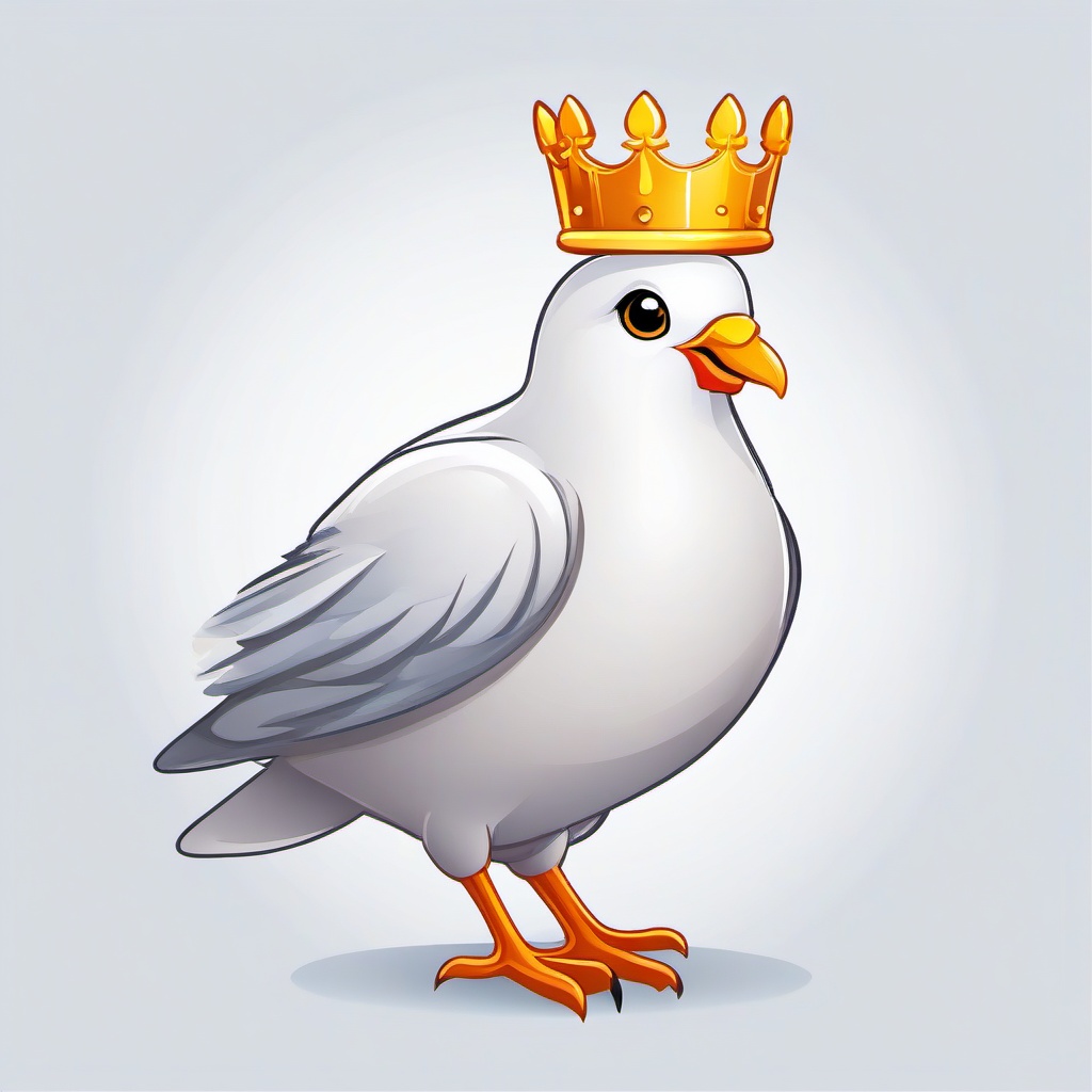 Cartoon dove wearing a crown clipart.  vector style illustration, white background