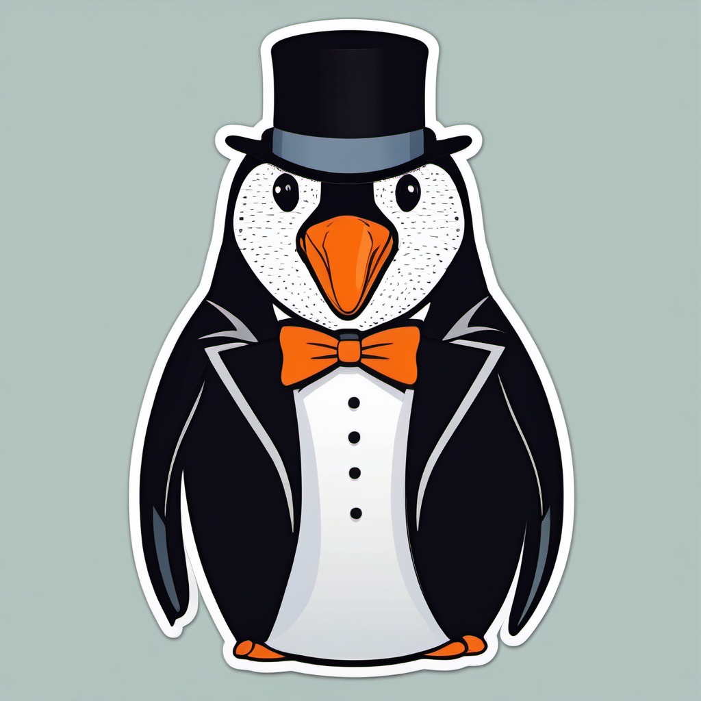 Gentoo Penguin Sticker - A dapper Gentoo penguin in a tuxedo, ,vector color sticker art,minimal