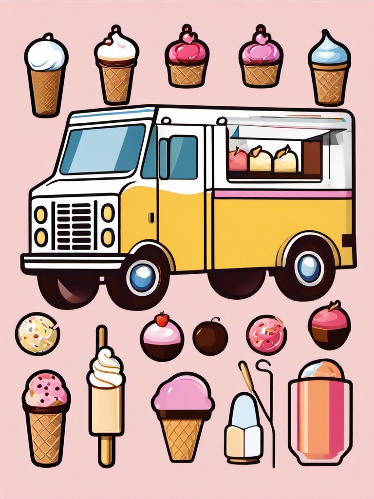 Ice Cream Truck Treat clipart - Treating yourself to ice cream, ,vector color clipart,minimal