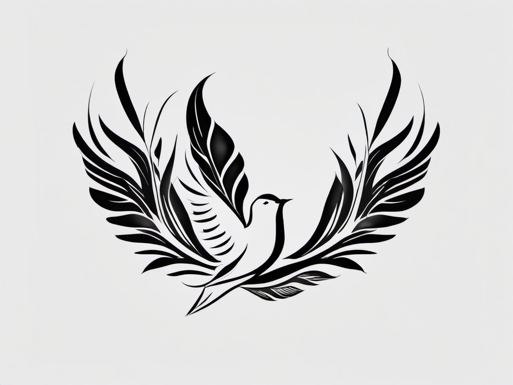 Feather Dove Tattoo - Feather design with a dove connection.  simple vector tattoo,minimalist,white background