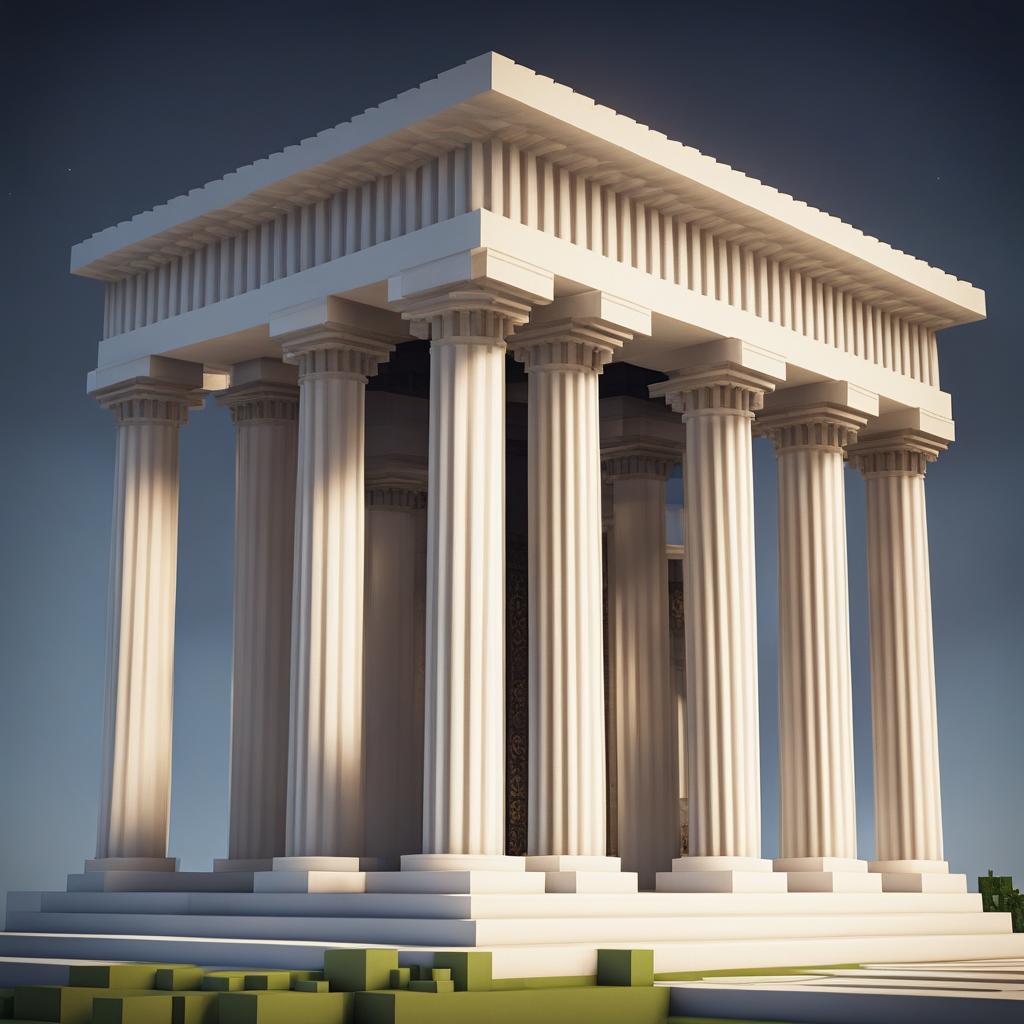 greek temple with grand columns and marble statues - minecraft house ideas minecraft block style