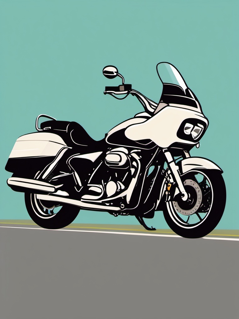 Touring Motorcycle Journey Clipart - A touring motorcycle for long journeys.  color vector clipart, minimal style