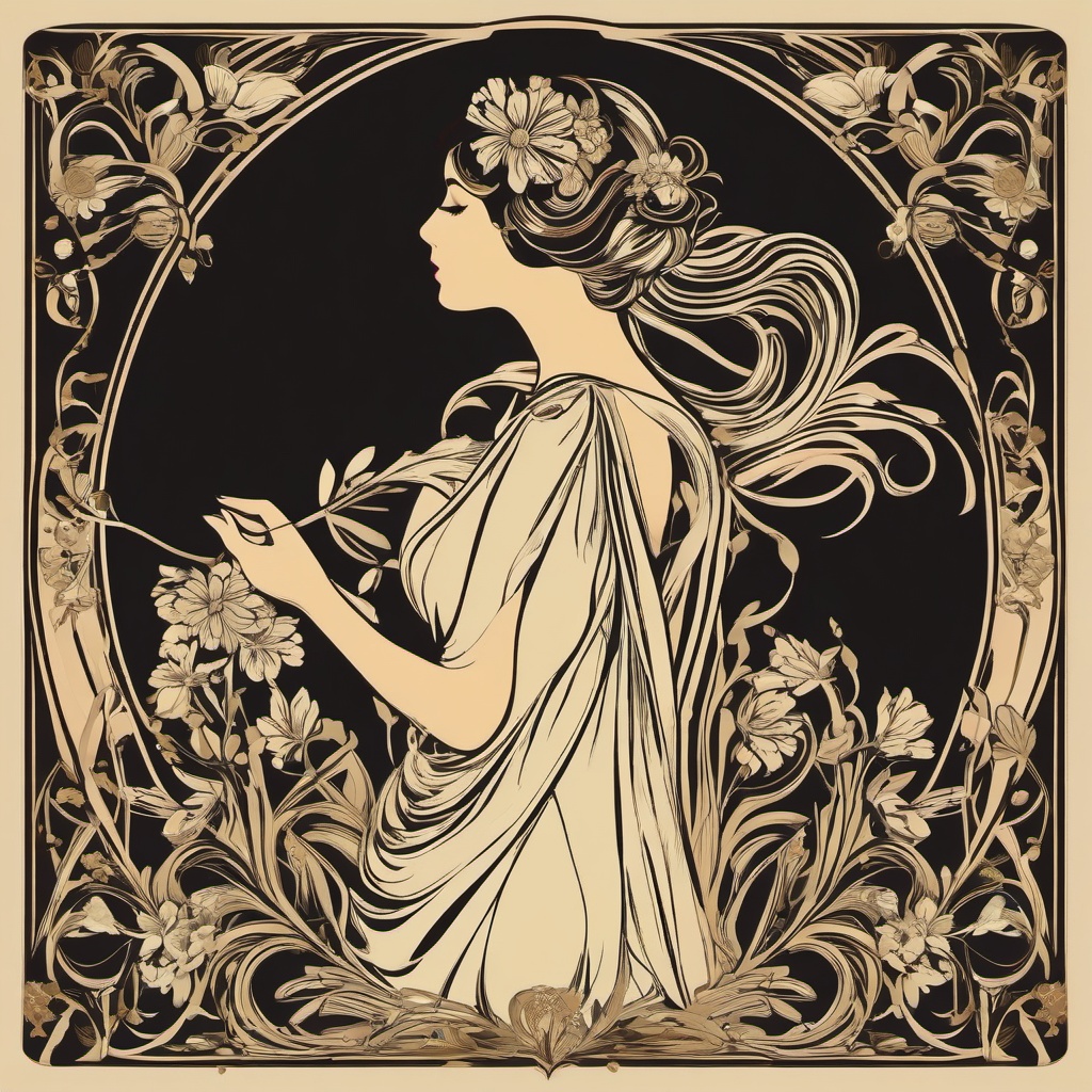 Art Nouveau Elegance , vintage t shirt vector art