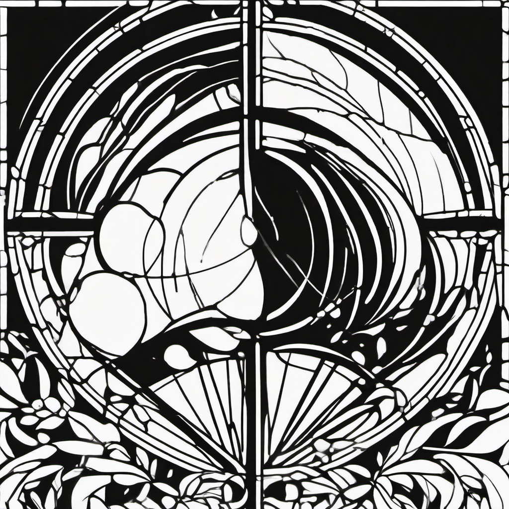 Sunlight clipart - shining through stained glass  minimal rough sketch scribbles,doodles,black and white