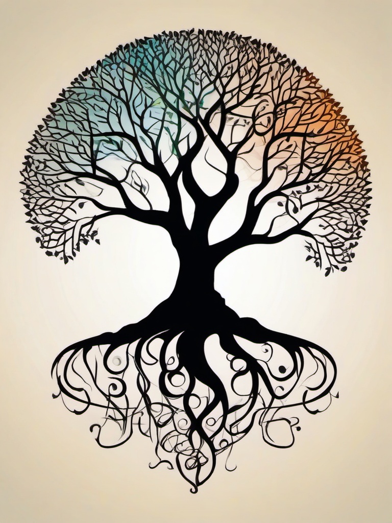 life and death tree tattoo  simple vector color tattoo