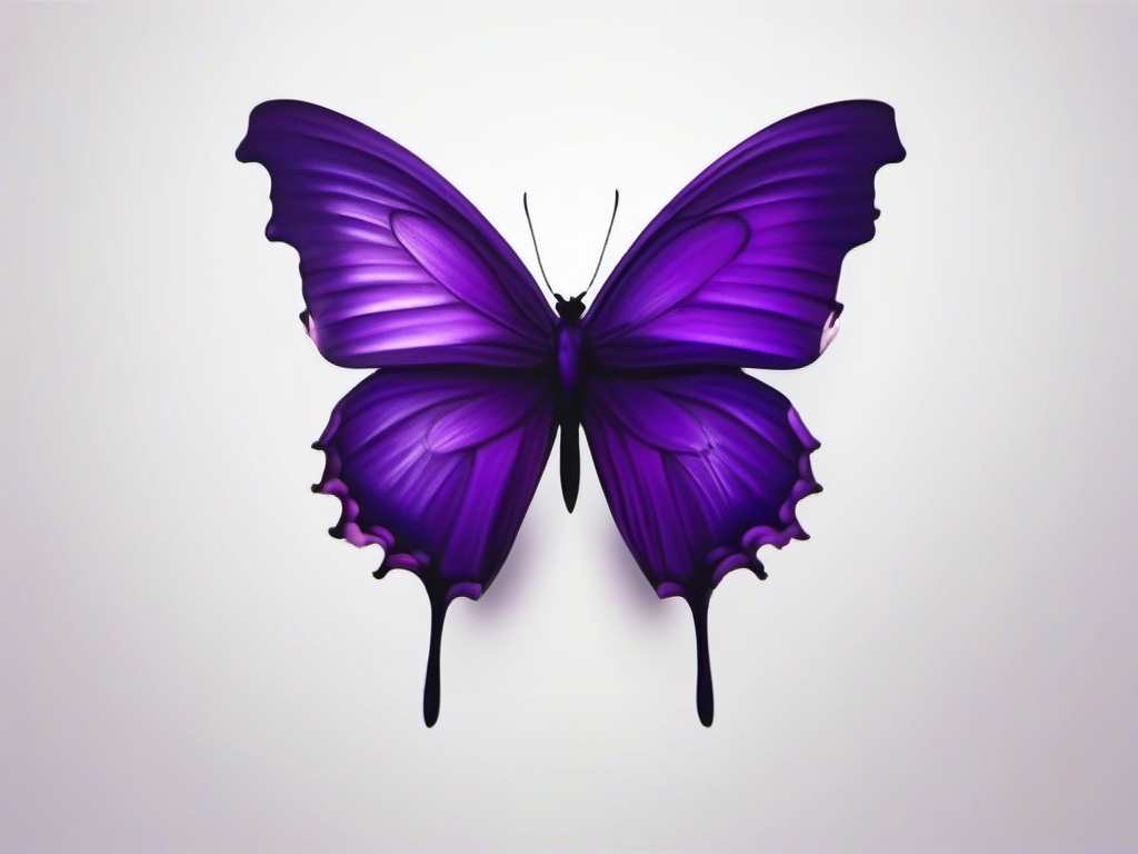 small purple butterfly tattoo  simple color tattoo, minimal, white background