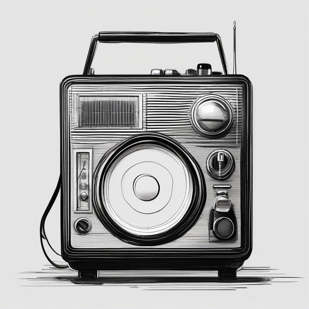 sketch of radio  minimal rough sketch scribbles,doodles,black and white