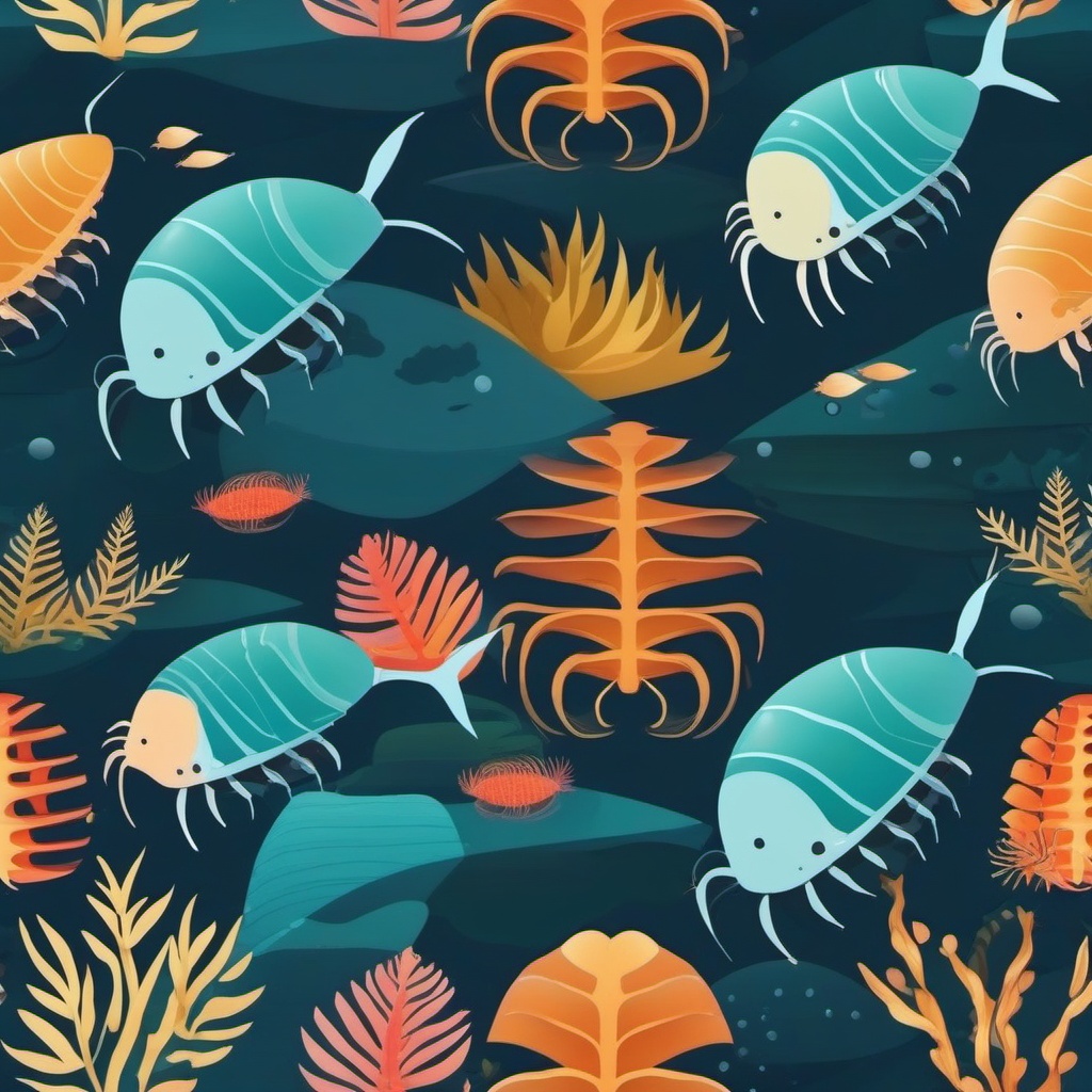 Isopod Clip Art - A marine isopod in aquatic environments,  color vector clipart, minimal style