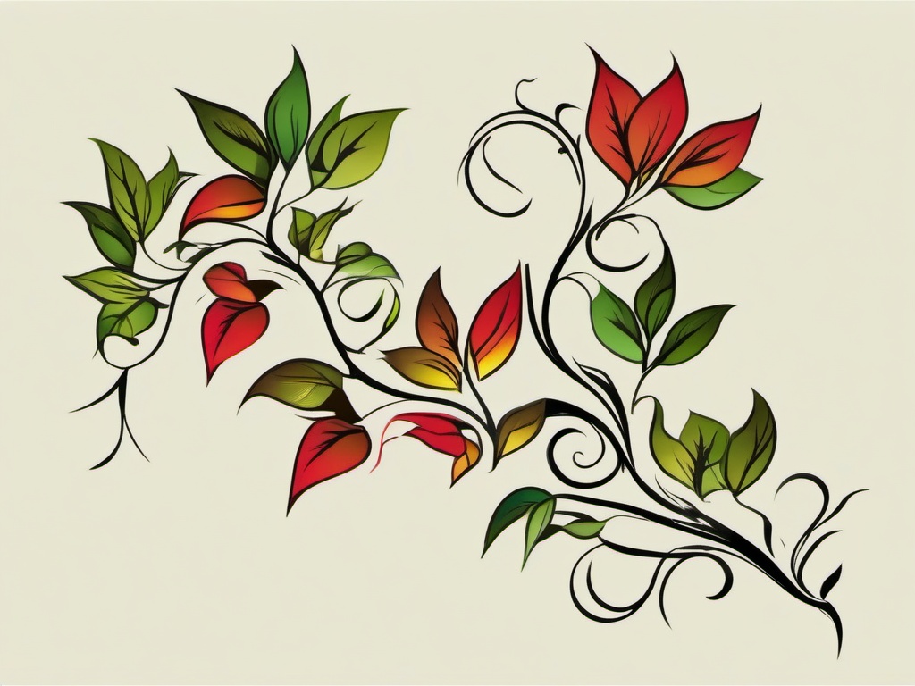 leafy vine tattoo  simple vector color tattoo