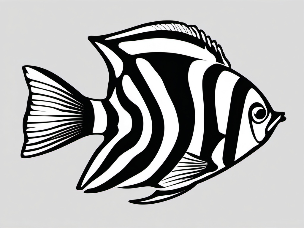 Black and White Clipart of Fish,Designing a monochrome marine life mural with black and white clipart of fish  simple, 2d flat