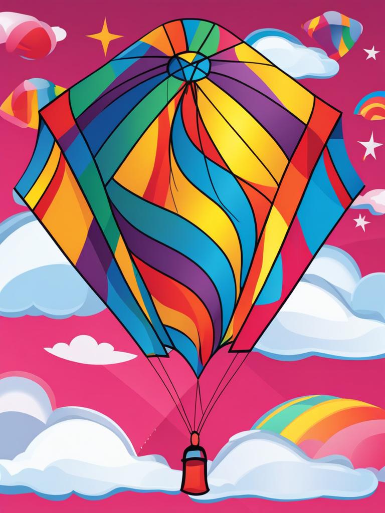 kite clipart - a colorful kite soaring high in the sky 