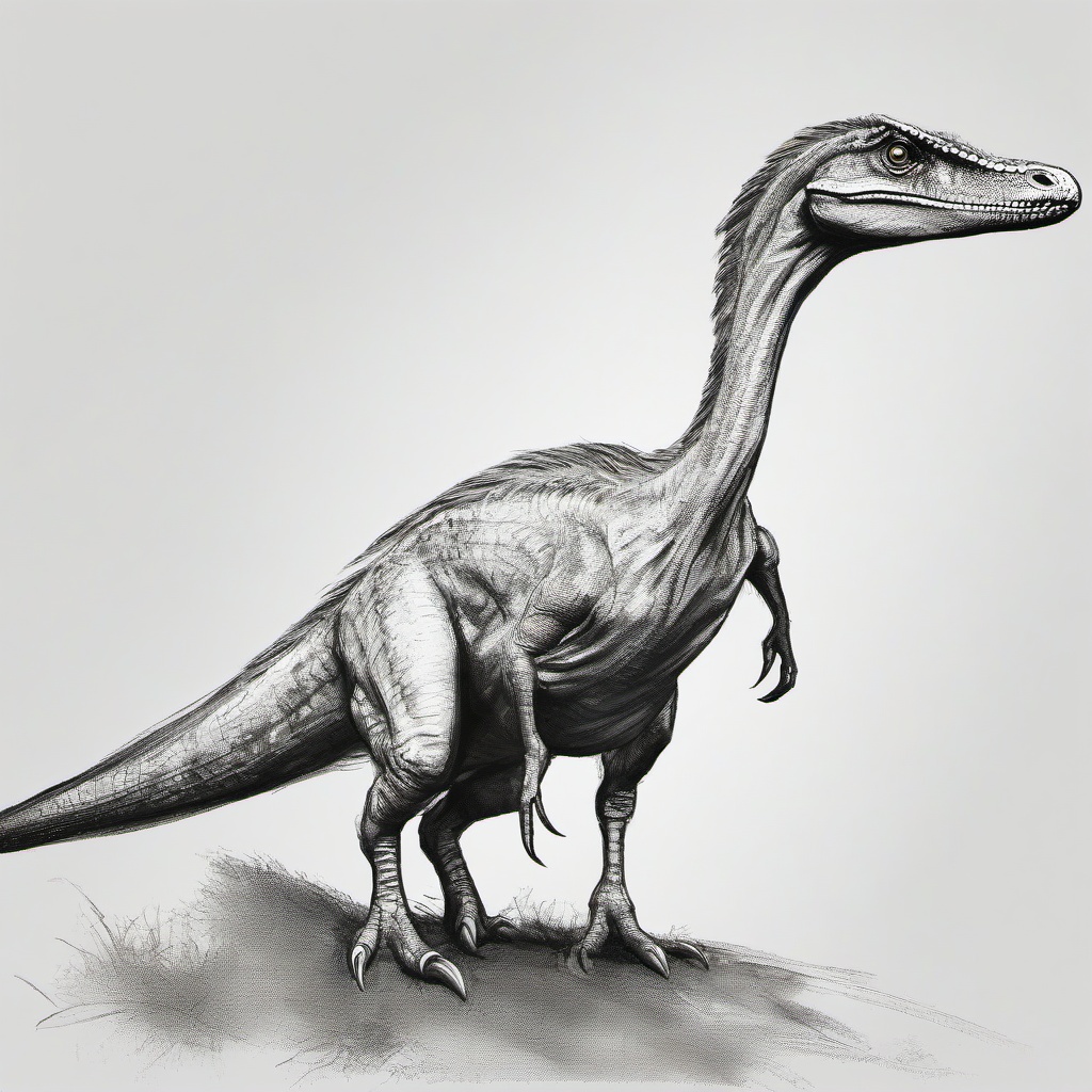 drawing of a Troodon dinosaur  minimal rough sketch scribbles,doodles,black and white