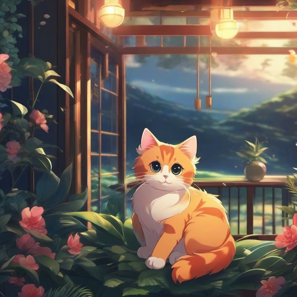 Cat Background Wallpaper - cat anime background  