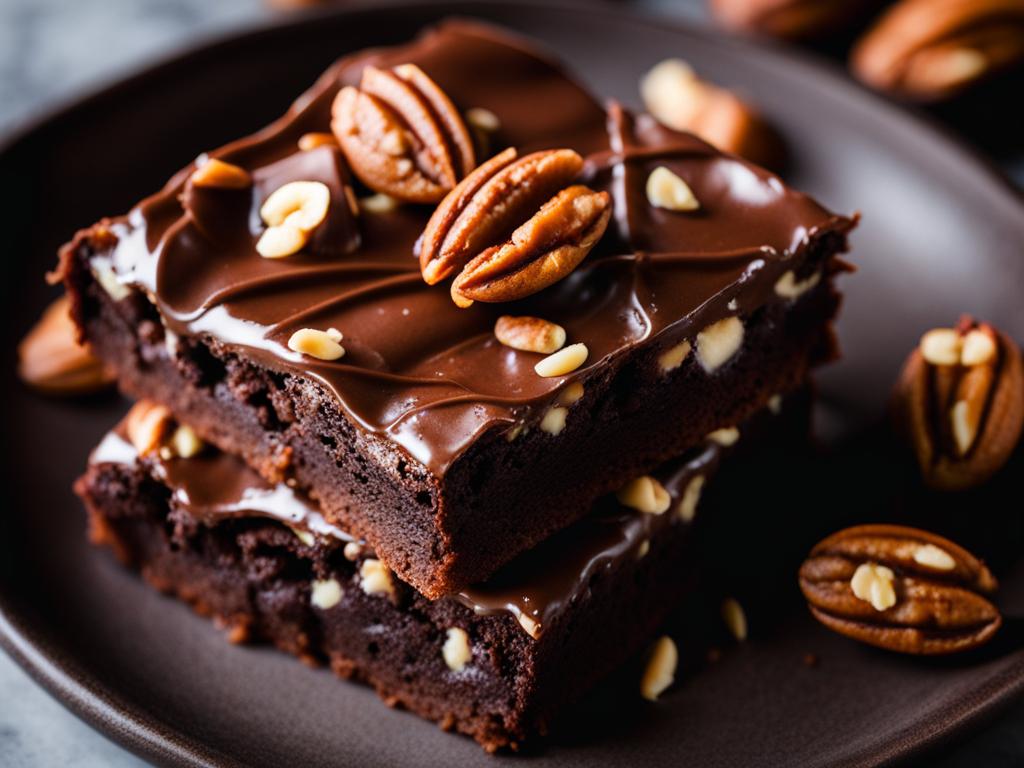 a warm and gooey chocolate brownie, studded with chunks of dark chocolate and walnuts. 