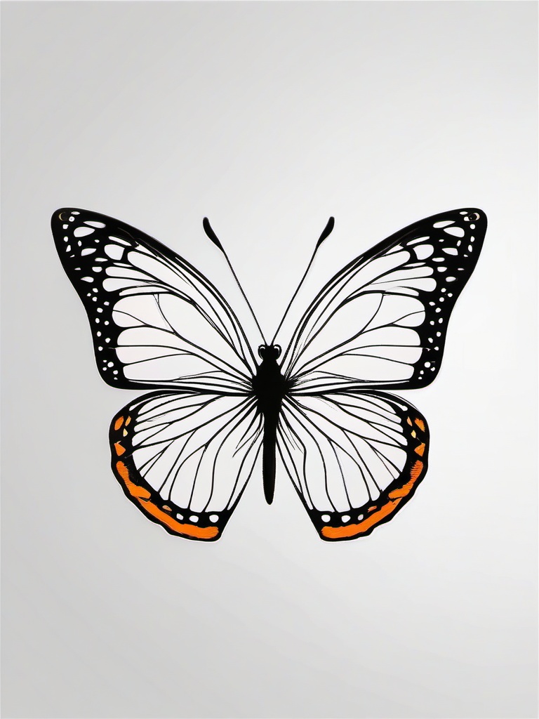 fine line butterfly drawing  simple color tattoo, minimal, white background