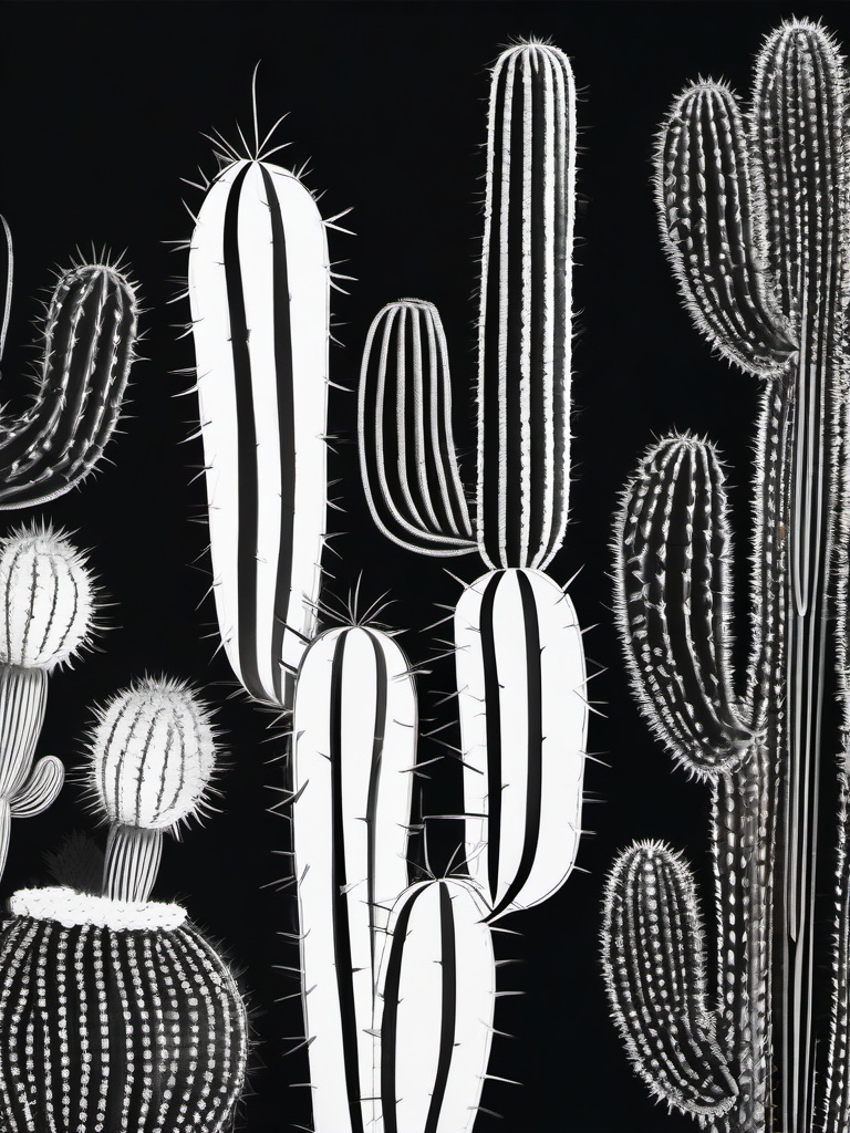 drawing of cactus plant  minimal rough scribbles,doodles,black and white