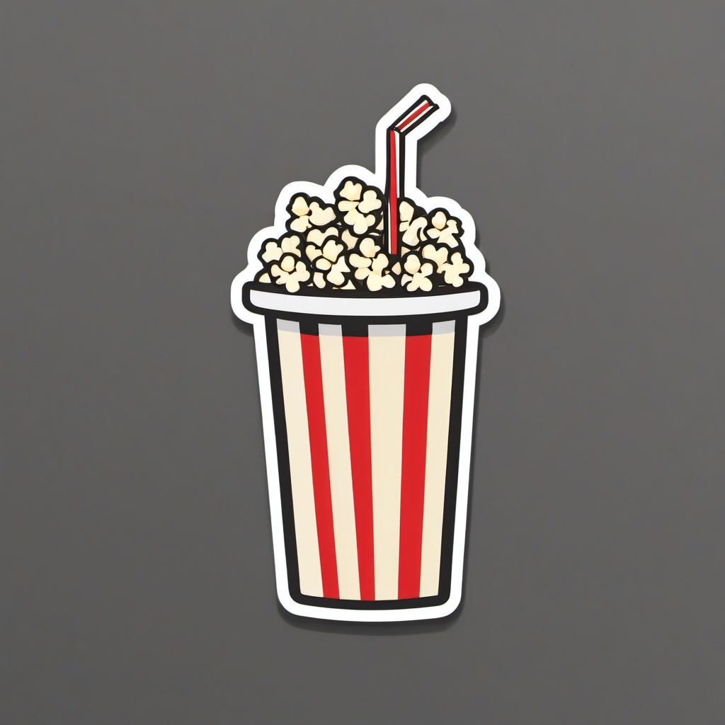 Popcorn and soda cup sticker- Movie night essentials, , sticker vector art, minimalist design