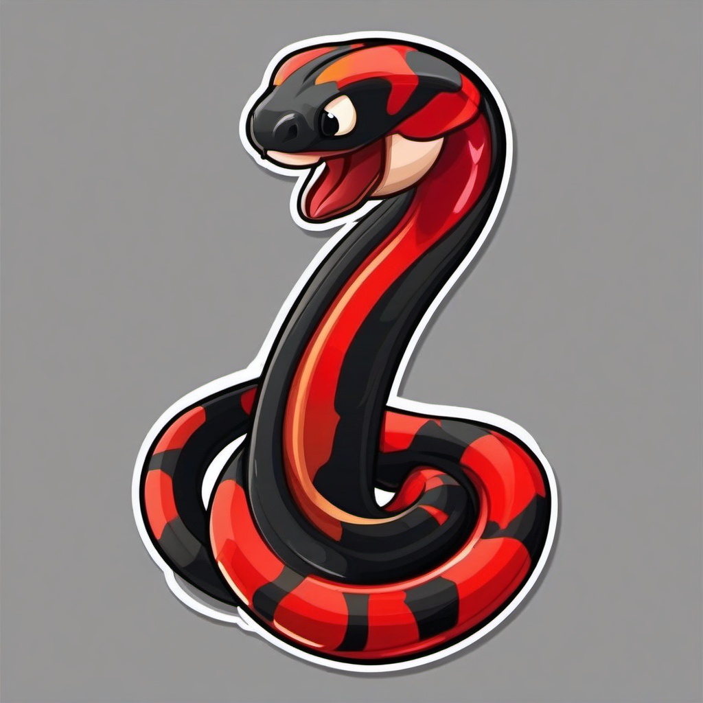 Scarlet Kingsnake cartoon - brightly colored, non-venomous snake  cartoon sticker style