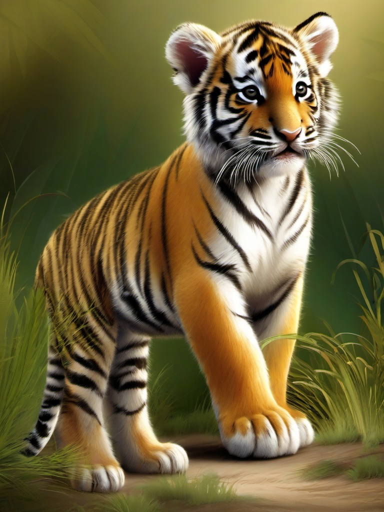 Tiger clipart - tiger cub playing with its siblings  