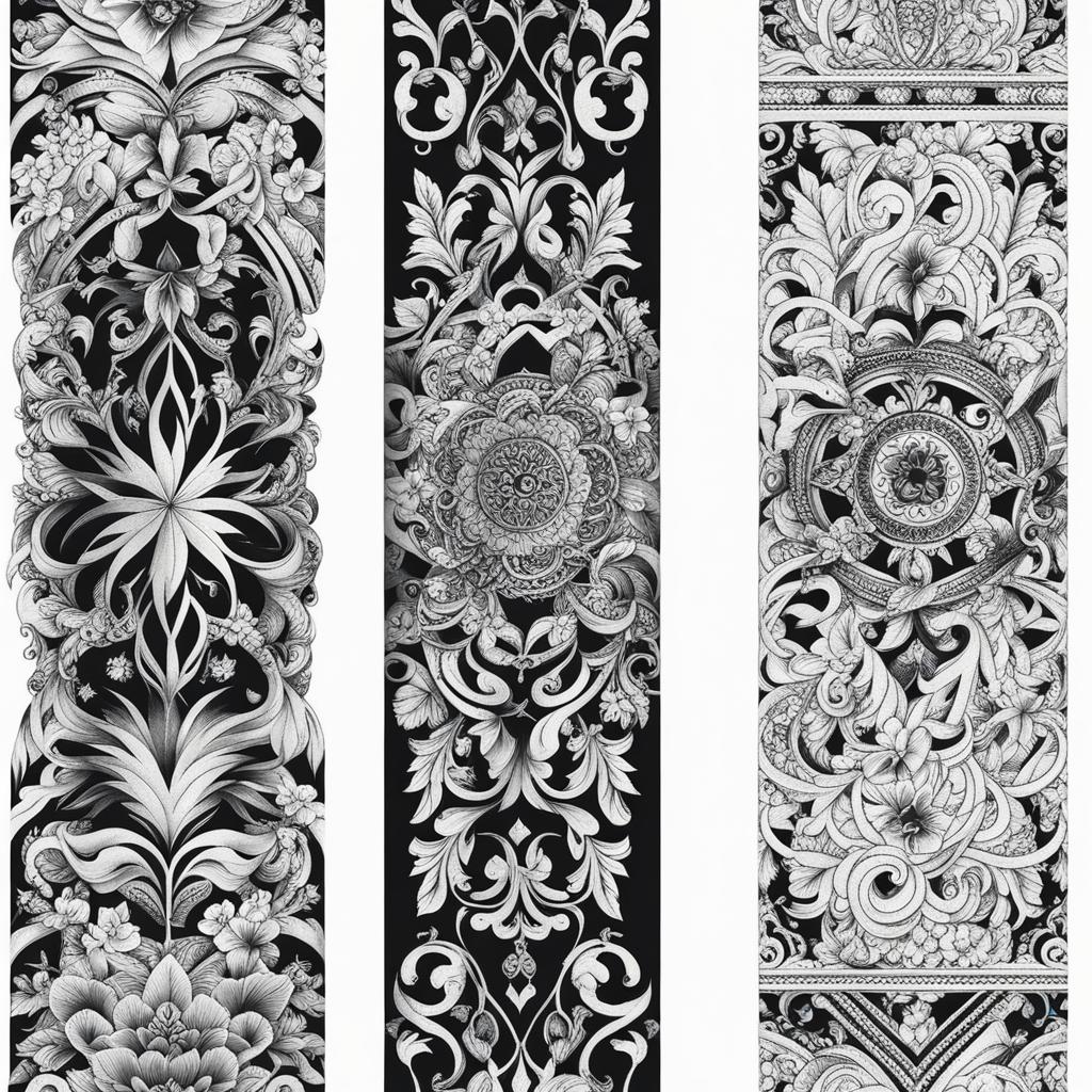 arm sleeve tattoo black and white design 