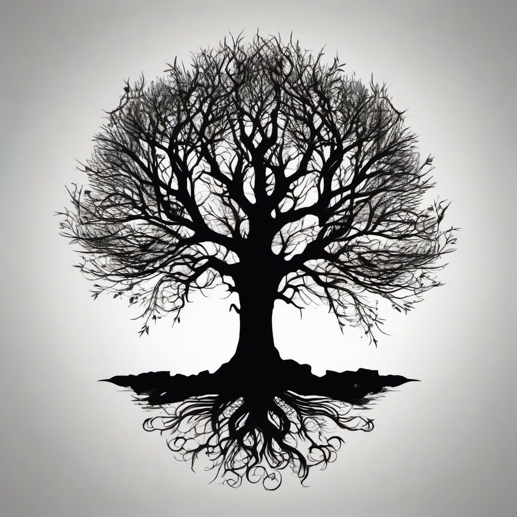 dark tree tattoo  simple vector color tattoo