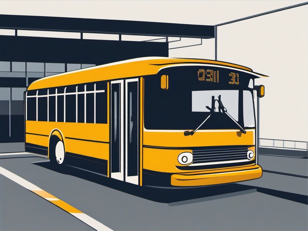 Bus clipart - bus arriving at a station  color,minimalist,vector clipart