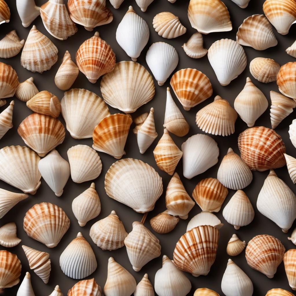 Beachside seashell mobiles close shot perspective view, photo realistic background, hyper detail, high resolution