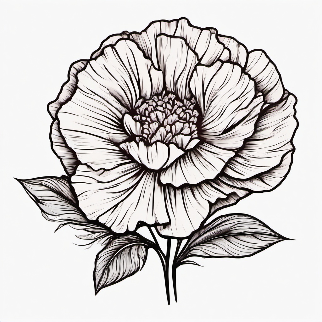 Carnation Tattoo Flower,Love for florals expressed in a carnation flower tattoo, showcasing timeless and symbolic beauty.  simple color tattoo,minimal vector art,white background