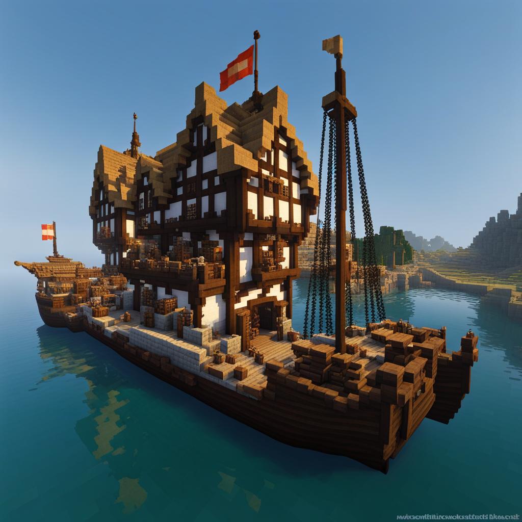 medieval waterfront port with bustling trade ships - minecraft house design ideas minecraft block style