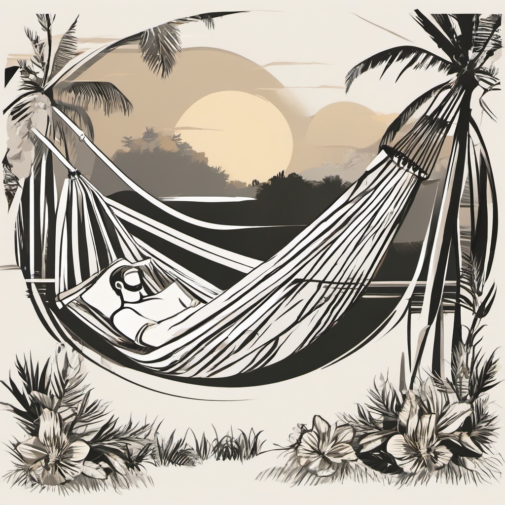 August clipart - August relaxation on a hammock  