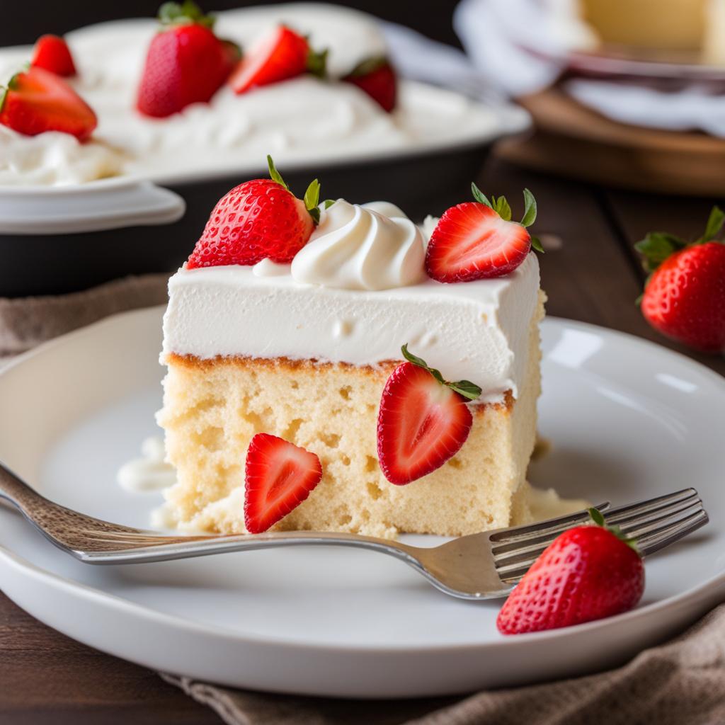 tres leches cake at a family gathering - delighting in creamy tres leches cake topped with strawberries at a warm family gathering. 