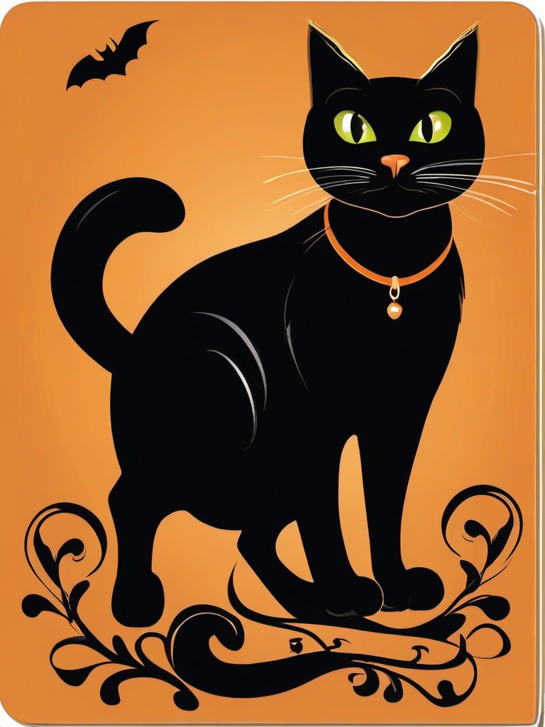 Clip Art Black Cats,Illustrating a Halloween-themed craft project with clip art black cats  simple, 2d flat