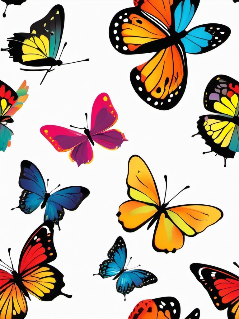 Colorful Butterfly Clip Art - Vibrantly colored butterfly in flight,  color vector clipart, minimal style