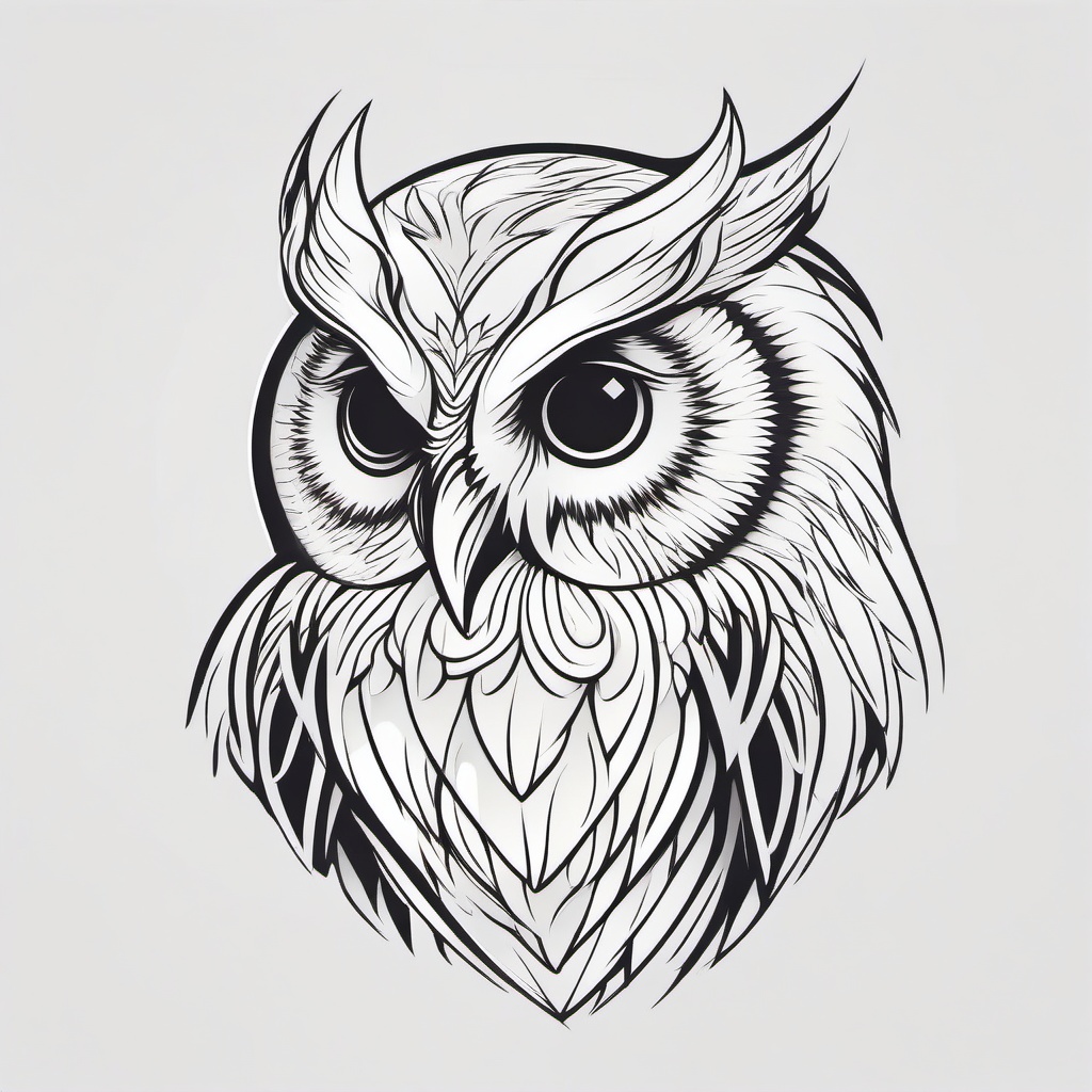 White Owl Tattoo - Embrace elegance and simplicity with a stunning white owl-themed tattoo.  simple color tattoo,vector style,white background