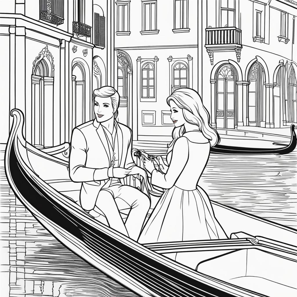 barbie coloring pages - barbie and ken go on a romantic gondola ride in venice. 