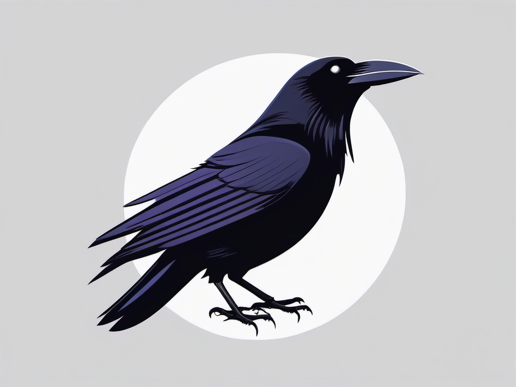 Raven cartoon  minimal, white background