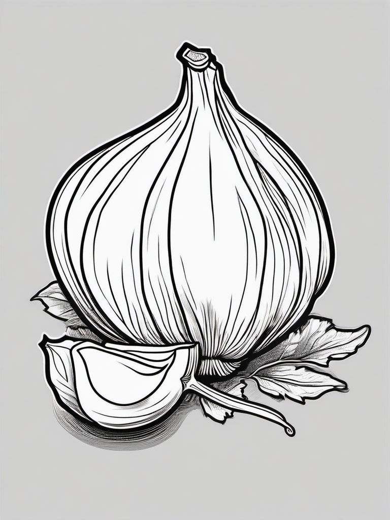 Vegetable Coloring Pages - Garlic bulb with individual cloves  simple coloring pages