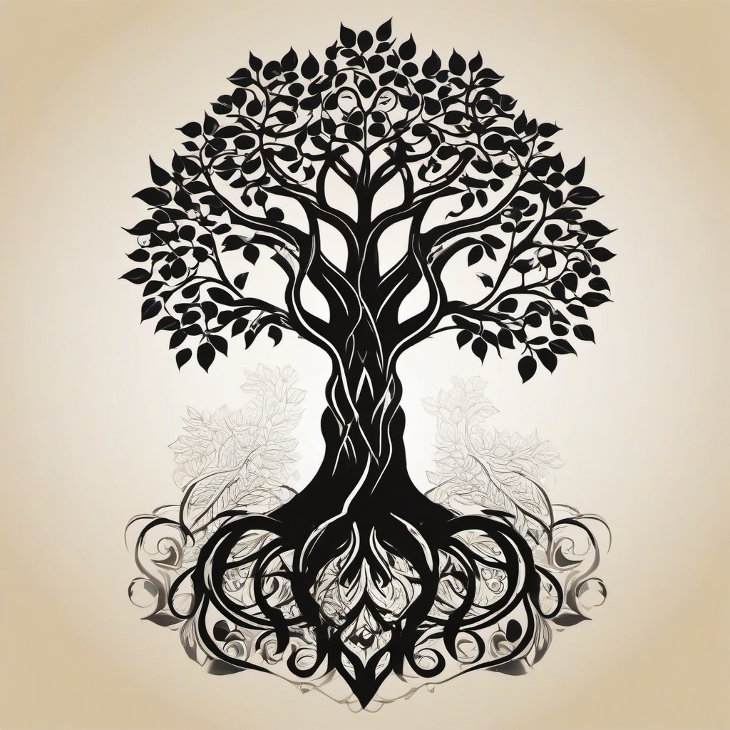 bodhi tree tattoo  simple vector color tattoo