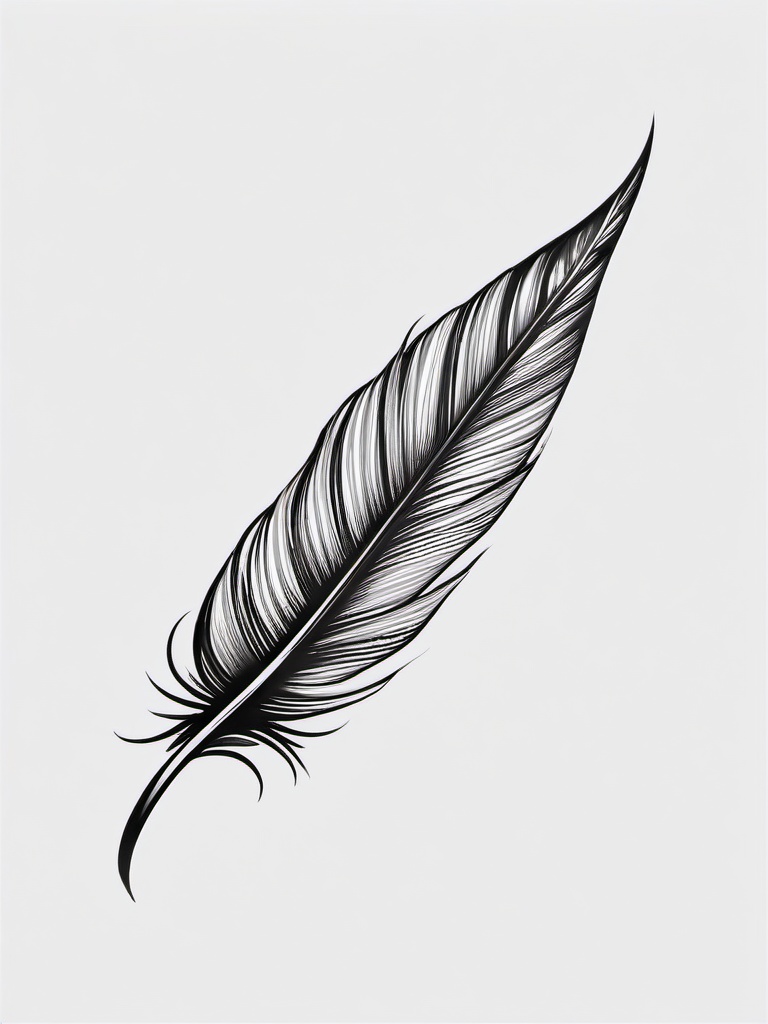 Feather on Ribs Tattoo - Tattoo specifically placed on the ribs, featuring a feather.  simple vector tattoo,minimalist,white background