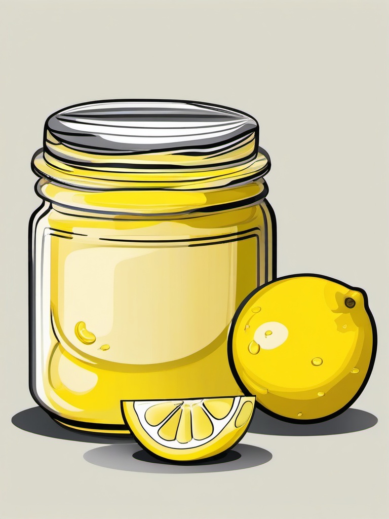 Lemon clipart - lemon curd in a jar with a spoon  color,minimalist,vector clipart