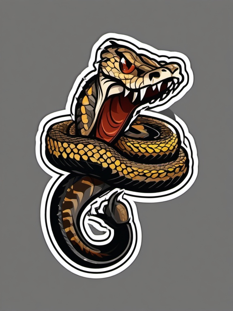 Neotropical Rattlesnake cartoon - venomous snake with a powerful rattle  cartoon sticker style