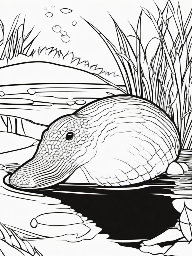 Platypus Coloring Pages - Odd Egg Laying Mammal  black outline printable coloring page