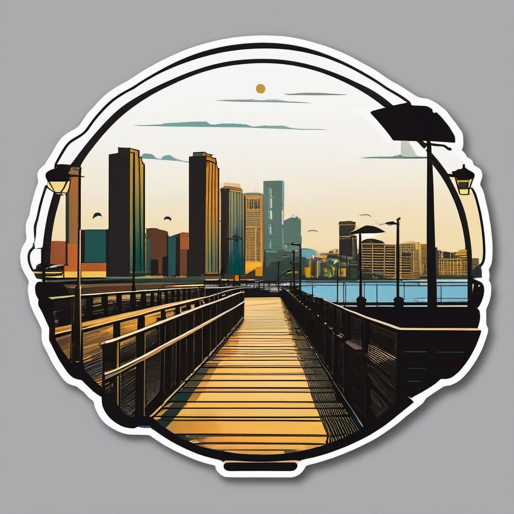 Guayaquil Malecon 2000 sticker- Riverfront boardwalk in the largest city in Ecuador, , sticker vector art, minimalist design