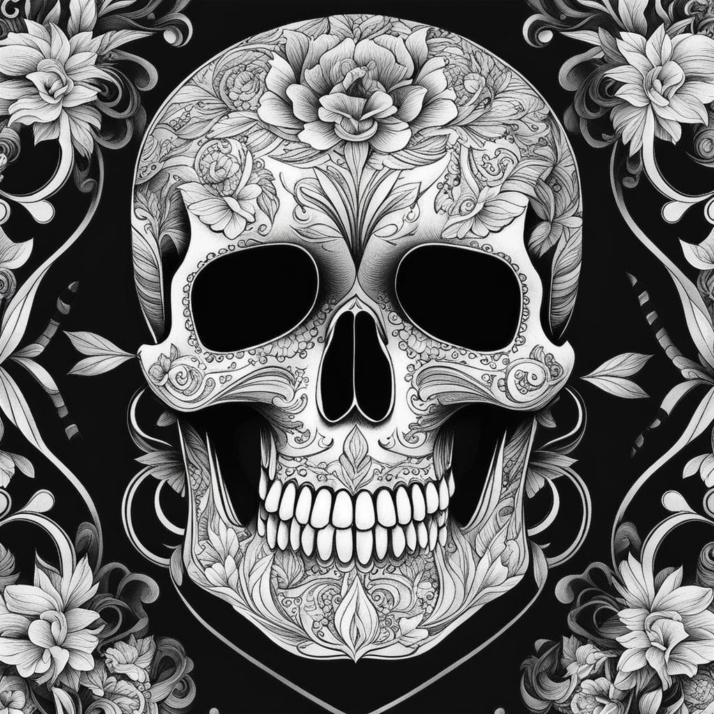 skull tattoo design black and white 